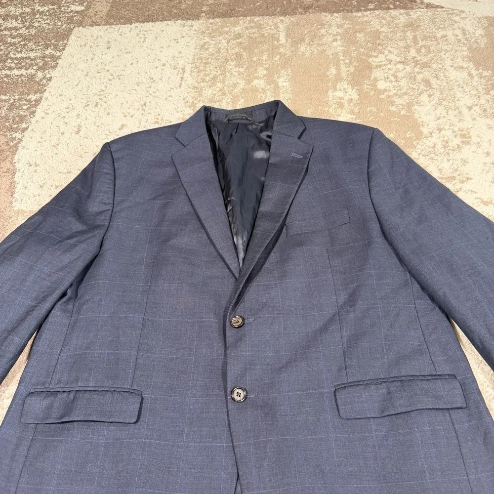 Lauren Ralph Lauren Blue Windowpane Suit Jacket Mens 50R Sport Coat Blazer